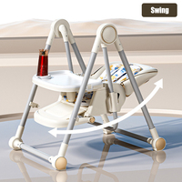 Chaise d'Alimentation Pliable pour Bébé, Chaise Haute Réglable 3 en 1 avec Roues