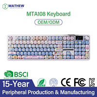 Clavier mécanique personnalisé OEM/ODM, disposition 100 % avec écran et bouton rotatif, clavier de jeu RGB programmable avec certification FCC/RHOS/CE