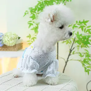 Vestido de princesa lazer com laço para animais de estimação, vestido de lazer com laço de cachorro e margarida primavera fresca