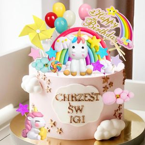 Nouvelles décorations de <span class=keywords><strong>gâteau</strong></span> <span class=keywords><strong>licorne</strong></span> et arc-en-ciel boules colorées décorations de <span class=keywords><strong>gâteau</strong></span> pour bébé douche filles fournitures de fête d'anniversaire - Product Image 4