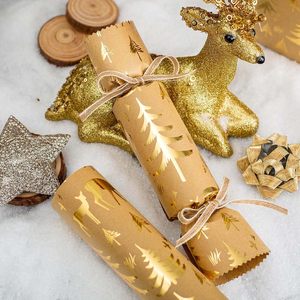 Kraft Christmas <b>Wrapping</b> <b>Paper</b> Roll 17 In X 33 Ft Gold Foil Reindeer Tree Design Recyclable Gift Craft Packaging - Product Image 6