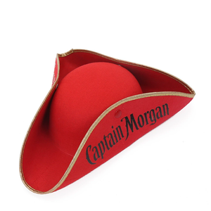 Cappello da Pirata Classico Rosso con Bordo Dorato Capitano Hook 2025 – Spedizione Diretta - Product Image 3