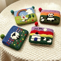 Porte-monnaie en feutre de laine fait main, mini pochette en feutre aiguilleté motif champignon ou mouton, portefeuille en feutre pour enfants, logo personnalisé, vente en gros OEM ODM