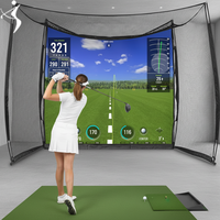 Cage de golf 10x8 pieds en polyester avec cadre métallique, filet d'entraînement pour simulateur de golf, écran d'impact HD, logo personnalisé disponible