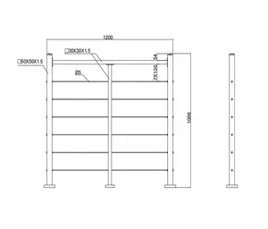 18-ft x 2in x 42-in Résistance à la corrosion Balustres Clôture de sécurité Métal SS304 Noir mat Garde Horizontal Rail pour Patios Lofts