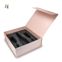 Boîtes cadeaux pliantes magnétiques de luxe personnalisées, emballage noir pour cosmétiques, rouge à lèvres, boîte d'expédition avec insert en mousse EVA