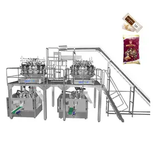 Empaquetadora automática de pesadora multicabezal Máquina de embalaje de dulces de bolsas prefabricadas para pequeñas empresas