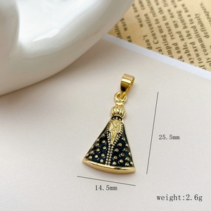สร้อยคอศาสนาคริสต์ ทองแดงชุบทอง 18k จี้รูปพระแม่มารีมงกุฎกางเขนสองด้าน - Product Image 4