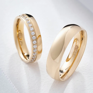 สลักเลเซอร์โลโก้ฟรี แหวนคู่สแตนเลสสตีล 316 ชุบทอง 18K PVD สำหรับงานหมั้น งานแต่งงาน แหวนนิรันดร์ - Product Image 6