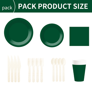 DAMAI - Juego de Vajilla Desechable de Papel Verde para Fiestas, Platos de 7 y 9 Pulgadas, Vasos de Papel y Servilletas - Product Image 6