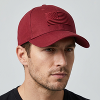 Gorra de Béisbol con Bordado 3D en Relieve Monocromático Personalizada de Fábrica, Gorras de Perfil Bajo con Bandera Americana para Hombre