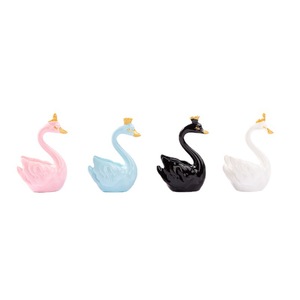 Decoraciones en miniatura de resina Dp Swan para el hogar, decoración de pasteles de escritorio, 4 colores, forma artística de animal, azul, rosa, negro, blanco - Product Image 5