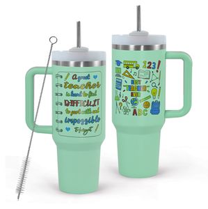 <span class=keywords><strong>Taza</strong></span> de acero inoxidable con aislamiento de doble pared con recubrimiento en polvo de 40oz, vaso para profesores con mango, los mejores regalos para profesores - Product Image 6