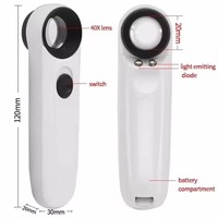 40x 21mm Optical Lens Straight Handle Magnifying Glass with 2 LED Lights Pocket Magnifier Illuminated Lupa for Reading