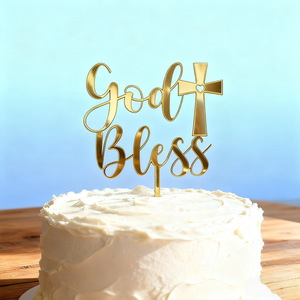 Decorazioni per Torte a Forma di Croce Cristiana e Colomba in Acrilico, Accessori per Torte 'God Bless', Decorazioni per Feste - Product Image 5