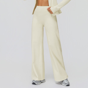 5502 femmes décontracté jambe large <span class=keywords><strong>taille</strong></span> haute pantalon <span class=keywords><strong>doublé</strong></span> <span class=keywords><strong>polaire</strong></span> chaud solide Sports de plein air course Leggings - Product Image 3