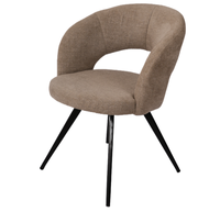 Chaise de salle à manger moderne en tissu avec dossier creux, assise large et pieds en métal pour la maison, le bureau et les loisirs