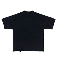 T-shirt graphique noir délavé pour homme, coupe ample, style vintage, effet usé, streetwear Y2K, rétro