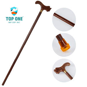 TopOne vente en gros marcheur vieil homme personnes âgées poignée handicapée sculpté solide bâtons de marche bois béquille canne - Product Image 2