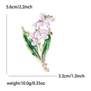 <strong>Funky</strong> Alloy Enamel Floral Brooch Delicate Lily of the Valley Flower <strong>Cardigan</strong> Corsage Brooch Pin Jewelry for Women - Product Image 4