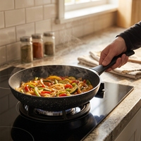 Poêle à frire antiadhésive en acier au carbone Batterie de cuisine antiadhésive pour chef de cuisine