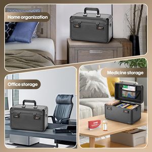 Boîte de rangement verrouillable pour médicaments, argent liquide, téléphone et objets de valeur, à l'épreuve des enfants, portable et durable, 12,2 x 7,8 x 6,8 pouces, noire - Product Image 6