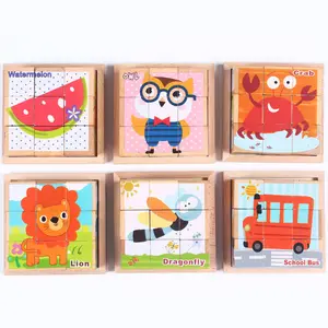 Toddler 3d Wooden <strong>Cube</strong> <strong>Puzzle</strong> 6 <strong>Puzzles</strong> in 1 Educational Wooden <strong>Cube</strong> <strong>Puzzle</strong> Toys for Kids - Product Image 4
