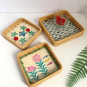 Handwoven Durable Stylish Rattan Tray From Vietnam Natural Material Storage Basket for <b>Serving</b> Snacks Direct Factory Supply - Product Image 6