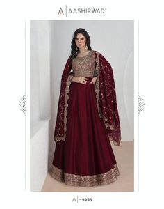 Vichitra lourd avec broderie de séquence travail Salwar Kameez robes pour mariée et filles portent une robe ethnique - Product Image 3