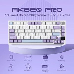 Teclado Mecánico Inalámbrico OEM ODM AK820 Pro 75 con Pantalla Inteligente TFT, Perilla, Montaje Gasket, Teclado Gaming BT2.4GHz USB-C con Cable - Product Image 2