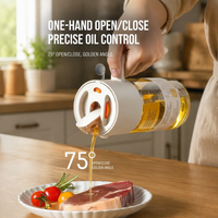 Bouteille pulvérisateur d'huile en verre borosilicate de 550 ml, anti-déversement, écologique, avec bouchon automatique à double usage pour cuisine, maison, barbecue, compatible lave-vaisselle