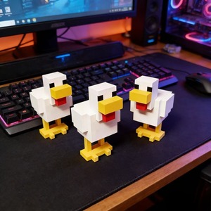 Juego de 3 Figuras Decorativas de Pollo Pixeladas Impresas en 3D, Adorno para Sala de Estar, Hogar, Estilo Retro Vintage, Regalo - Product Image 4