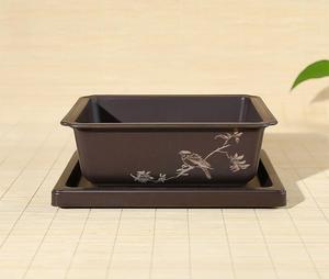 12,1*12,1 cm arcilla púrpura bonsái maceta cuadrada de plástico suculenta maceta para uso en el hogar o centro comercial - Product Image 5