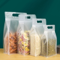 Sacs de conservation alimentaire transparents réutilisables en plastique de haute qualité avec fermeture éclair et poignée découpée pour collations, bonbons et haricots