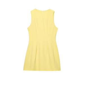 Women's Casual Summer Plain Dyed European/American Style All-Match Slim <b>Fluffy</b> Round Neck Sleeveless Short <b>Dress</b> Natural Waist - Product Image 5