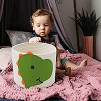 KUYUE Petits paniers en corde de coton avec design sur le thème de Jurassic Park, organisateur de chambre d'enfant, rangement pour jouets de chat et de chien (Petit dinosaure)