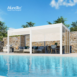 AlunoTec pergo-lite <span class=keywords><strong>Metal</strong></span> gölge elektrikli su geçirmez bahçe alüminyum <span class=keywords><strong>Gazebo</strong></span> motorlu açık Pergola biyoiklim çatı sistemi - Product Image 3