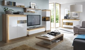 <span class=keywords><strong>Meuble</strong></span> <span class=keywords><strong>TV</strong></span> moderne en bois avec tiroir <span class=keywords><strong>et</strong></span> éclairage LED, console multimédia en chêne Riviera pour salon, chambre, appartement, compatible avec les téléviseurs de 65 pouces <span class=keywords><strong>et</strong></span> plus - Product Image 2