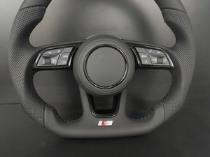 Volant de voiture sport personnalisé S-Line à fond plat en cuir perforé pour Audi A3 A4 <span class=keywords><strong>A5</strong></span> A6 A7 A8 Q3 Q5 Q7 Série R/RS - Product Image 4