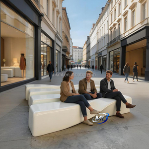 Bancs d'extérieur en fibre de verre, banc de patio au design moderne et minimaliste, luxueux et durable pour les places commerciales, centres commerciaux, aéroports - Product Image 3