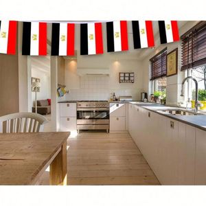 Guirlande de drapeaux rectangulaires égyptiens 5,5*8,2 pouces en polyester pour la décoration d'événements nationaux – Vente en gros - Product Image 2