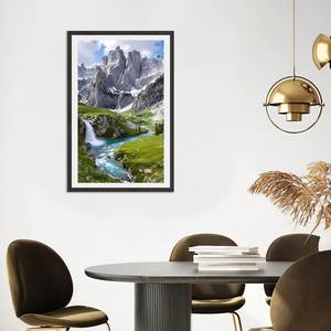 Cuadro en lienzo con paisaje de cascada Majestic Peak, <span class=keywords><strong>río</strong></span> turquesa, pradera <span class=keywords><strong>verde</strong></span>, póster de naturaleza, decoración para el hogar, oficina, hotel - Product Image 6
