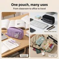 Trousse à crayons Oxford multi-usage grande capacité Royal Fair avec poignée et fenêtre transparente pour fournitures scolaires