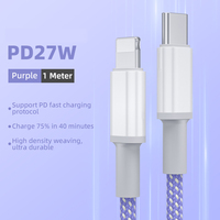 Kabel Data Bersertifikasi MFi USB 8Pin dengan TPE & Nylon Braided 3A Pengisian Cepat untuk IPhone/iPad/
