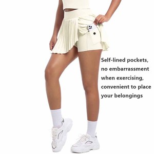 XW-7083 ukuran besar ramping kebugaran lipit kustom pakaian olahraga wanita Gym pinggang tinggi grosir olahraga tenis atletik rok - Product Image 2