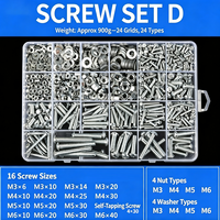 Kit d'assortiment de vis à tête cylindrique à six pans creux en acier au carbone zingué M2 M3 M4 M5 avec écrous et rondelles à filetage fin