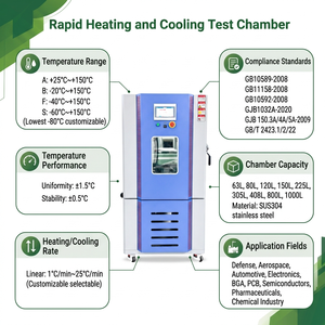 Cámara de Prueba de Temperatura Alta y Baja Programable de -60 a +150 ° Máquina de Ciclismo Térmico Rápido C con Controlador de Pantalla Táctil - Product Image 3