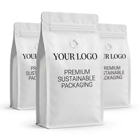 Sacs à café à fond plat personnalisés avec logo, 500g 1kg, en aluminium, scellés sur huit côtés avec valve de dégazage unidirectionnelle pour torréfacteurs