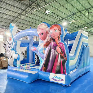 Château gonflable personnalisé pour fête bleue, château gonflable Elsa, château gonflable princesse, château gonflable avec toboggan intérieur - Product Image 3