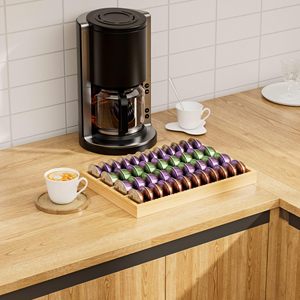 Bambou Café Dosette Titulaire Tiroir Organisateur Titulaire Plateau De <span class=keywords><strong>Rangement</strong></span> pour <span class=keywords><strong>Nespresso</strong></span> <span class=keywords><strong>Vertuo</strong></span> <span class=keywords><strong>Capsule</strong></span> Cuisine Bureau À Domicile Café Station - Product Image 6